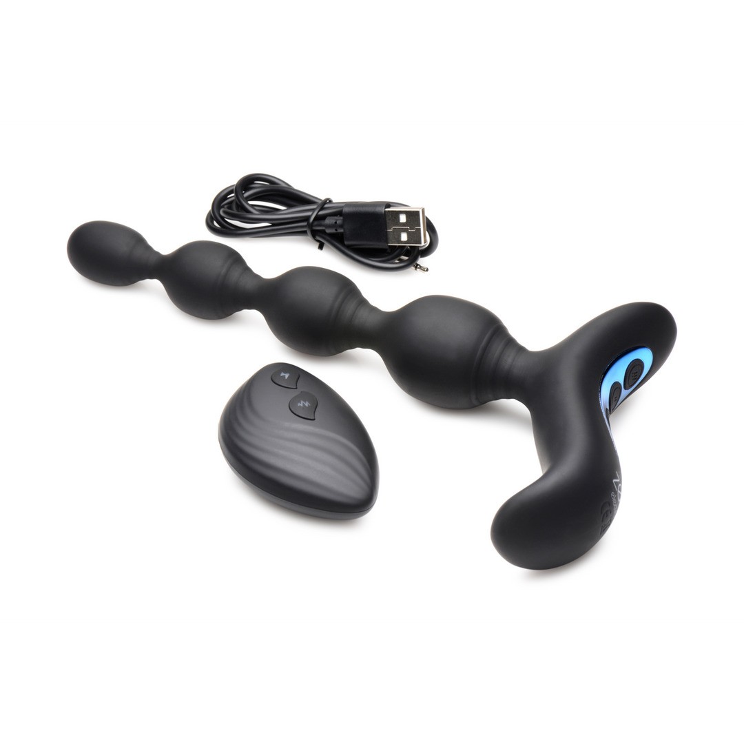 VIBRATING AND E-STIM SILICONE ANAL BEADS WITH REMOTE CONTROL