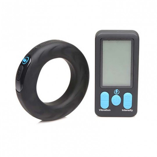 VIBRATING AND E-STIM SILICONE COCKRING + REMOTE CONTROL