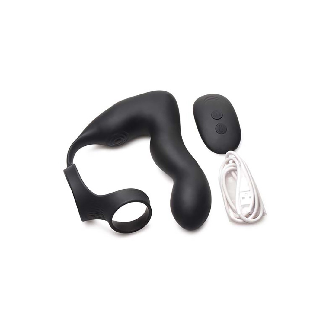 INFLATABLE AND VIBRATING PROSTATE PLUG + COCK AND BALL RING