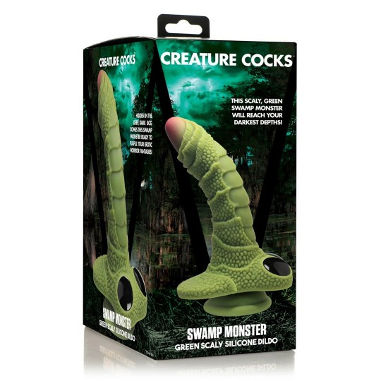 SWAMP MONSTER SCALY SILICONE DILDO - BLACK