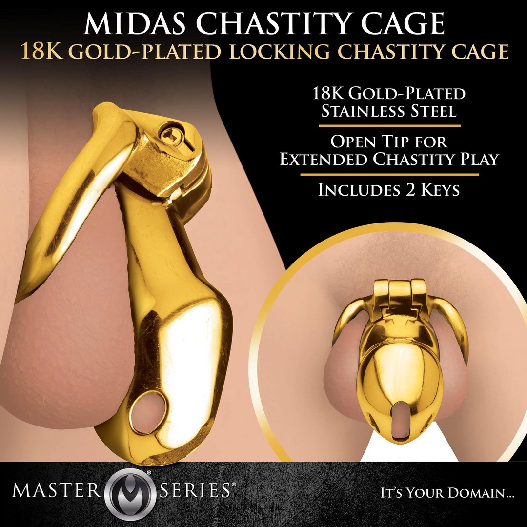 MIDAS LOCKING CHASTITY CAGE - 18K GOLD-PLATED - GOLD