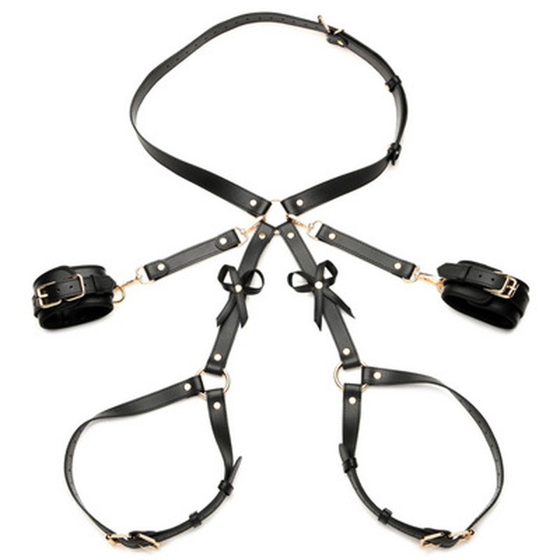 BONDAGE HARNESS WITH BOWS - XL/2XL - BLACK