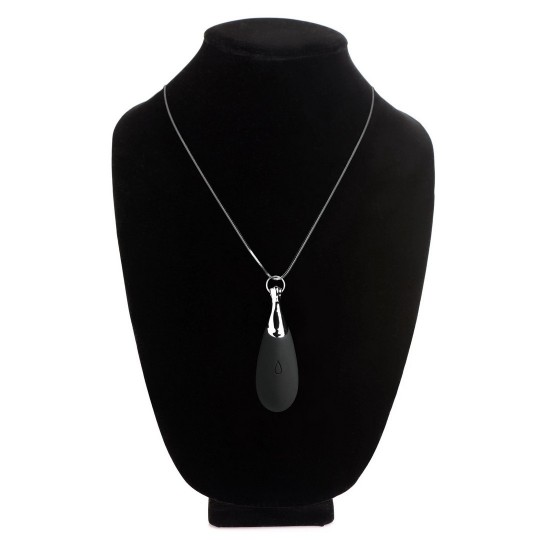 VIBRATING SILICONE TEARDROP NECKLACE - BLACK