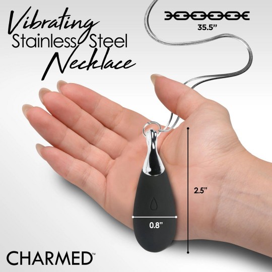 VIBRATING SILICONE TEARDROP NECKLACE - BLACK