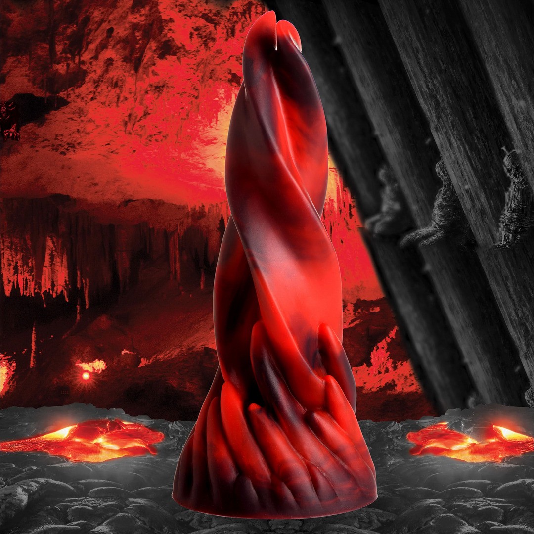 HELL KISS TWISTED TONGUES SILICONE DILDO - RED