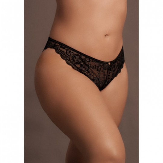 CLAIRE - ELASTIC LACE BRIEF WITH GOLDEN DETAILS - PLUS SIZE