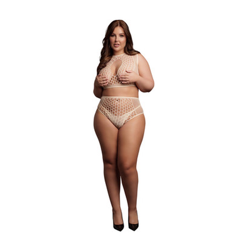 DUO NET KEY-HOLE BRA SET - QUEEN SIZE