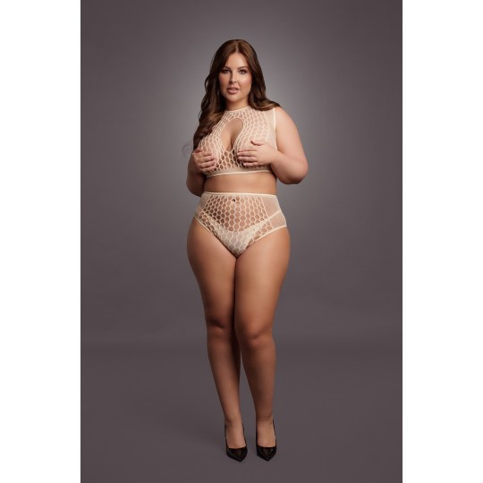 DUO NET KEY-HOLE BRA SET - QUEEN SIZE