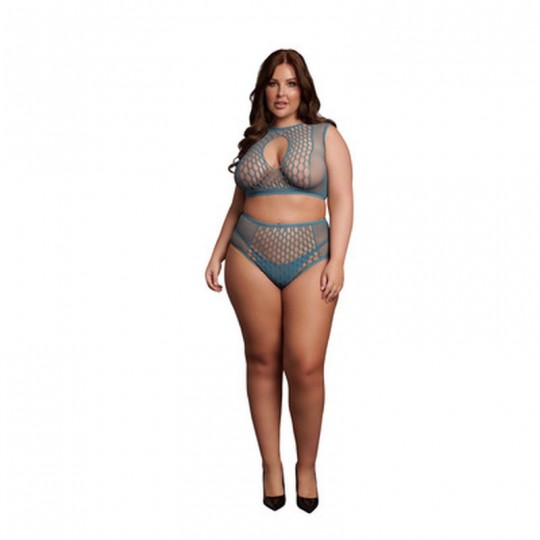 DUO NET KEY-HOLE BRA SET - QUEEN SIZE