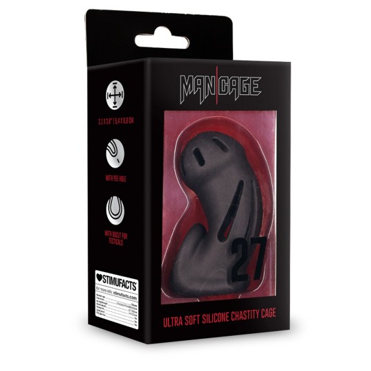 MODEL 27 - ULTRA SOFT SILICONE CHASTITY CAGE - BLACK