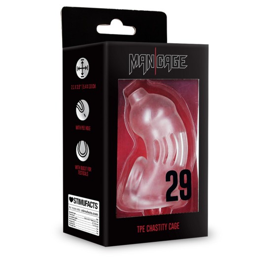 MODEL 29 - TPE CHASTITY CAGE - TRANSPARENT