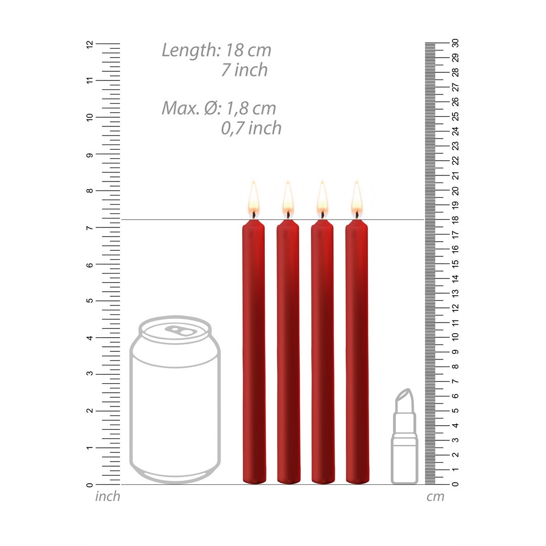 TEASING WAX CANDLES - 4 PIECES - LARGE - RED