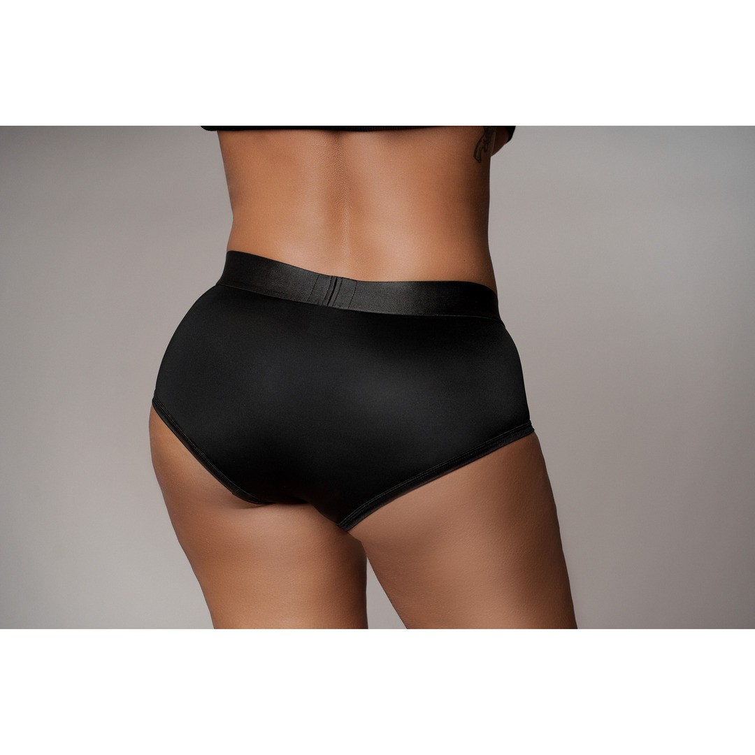 VIBRATING STRAP-ON BRIEF - XL/XXL - BLACK