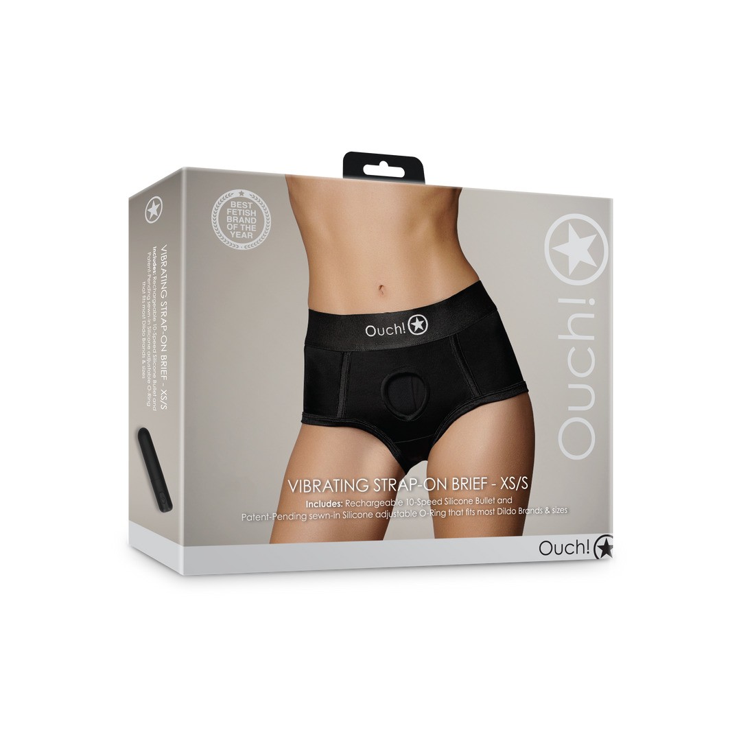 VIBRATING STRAP-ON BRIEF - BLACK