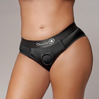 VIBRATING STRAP-ON HIGH-CUT BRIEF - XL/XXL - BLACK