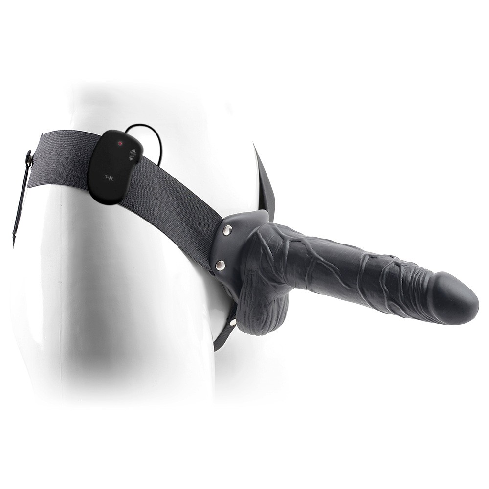 STRAP-ON OCO COM VIBRAÇÃO E TESTÍCULOS REAL RAPTURE AIR FEELING 8' PRETO